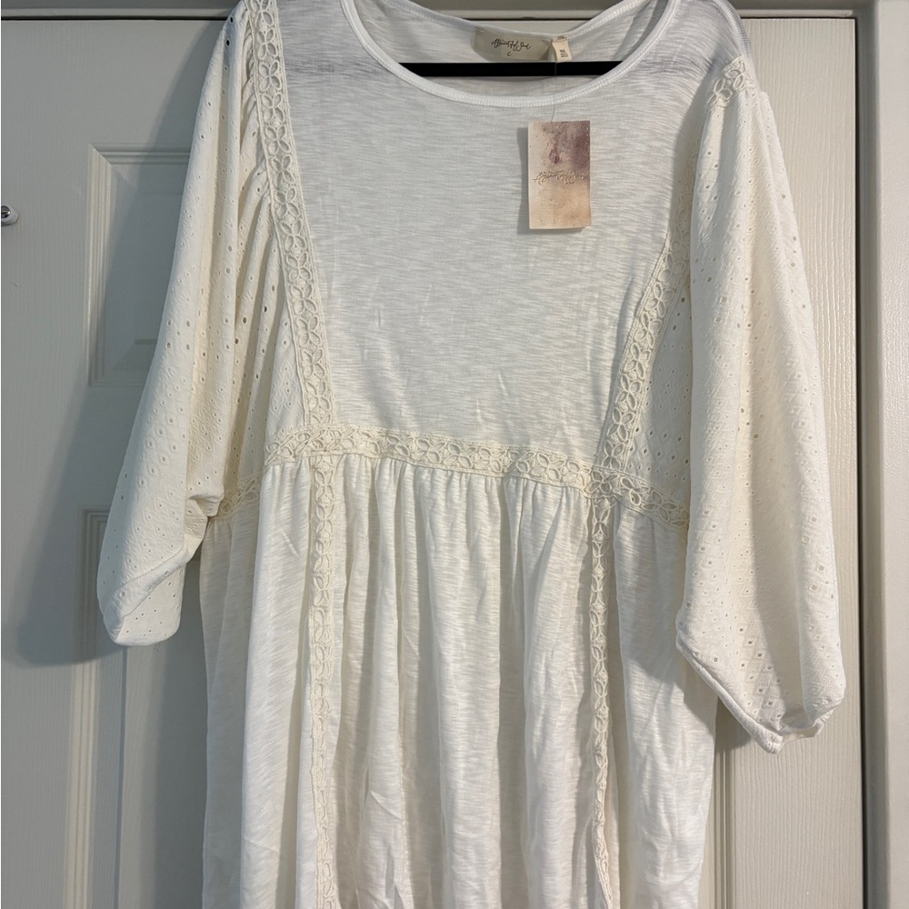 White Lace Detail Tunic Top